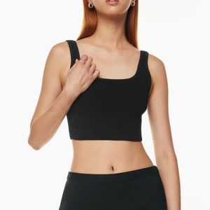 Aritzia babaton sculpt knit square neck crop tank S black